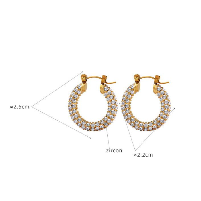 zircon hoop earrings