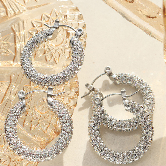 zircon hoop earrings