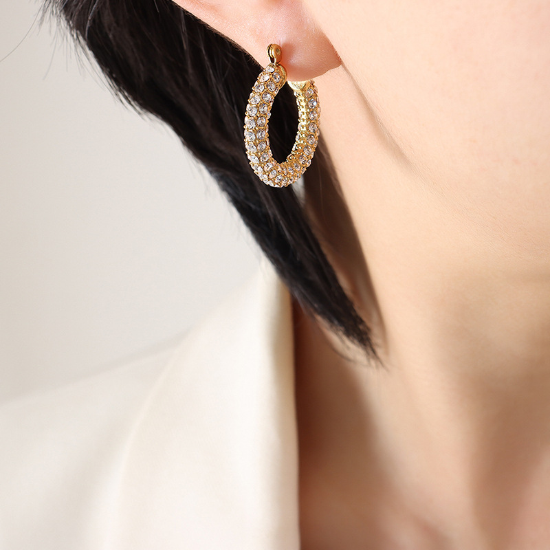 zircon hoop earrings