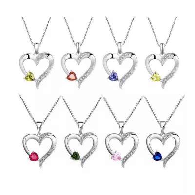 New arrival 12 months birthstone 5A zirconia heart pendant necklace for lover gifts