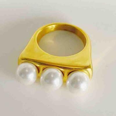 Custom 18k gold casting stainless steel fashion pearl ring