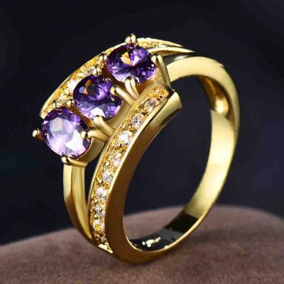 Custom 18k gold plated Brass fashion zircon ring for women  