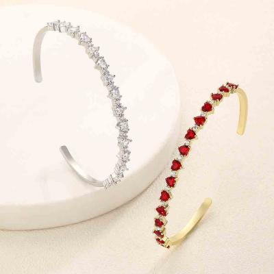 Original design 5A heart zircon cuff bangle bracelet for women jewelry gifts