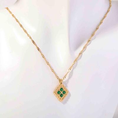 Trendy colorful 5A zirconia 12 birthstone rhombus pendant necklace for women