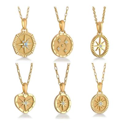 vintage style 5A zirconia hexagram pendant necklace 18k gold for women