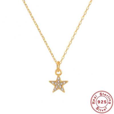 minimalism 925 sterling silver 5A zirconia star pendant necklace for women