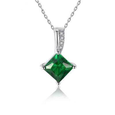 Vintage Style 925 Sterling Silver Emerald Green Gemstone Necklace For Women Anniversary