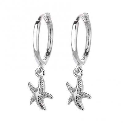 Trendy style 925 sterling silver starfish hoop earrings for women