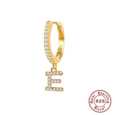 New arrival 925 sterling silver 26 letters initial letter AAA zircon earrings 18k gold for ladies