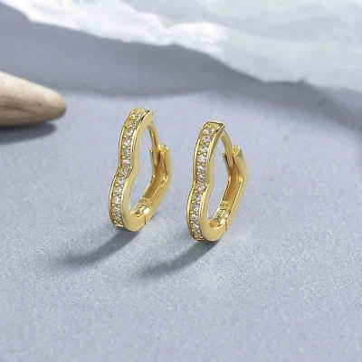 INS style 925 sterling silver 5A zircon heart earrings 18k gold for women