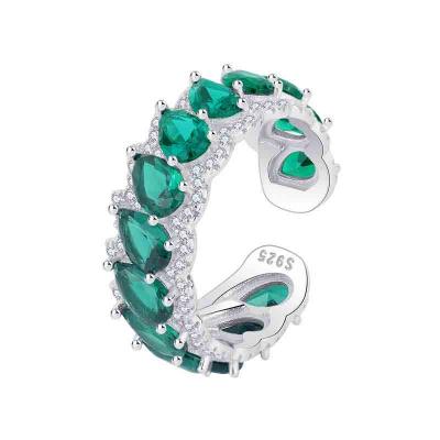 Luxury 925 sterling silver 5A zirconia water drop shaped emerald rings for ladies