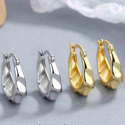 Trendy style 925 sterling silver chunky hoop earrings 18k gold for women