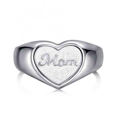  925 sterling silver custom engrave logo mom ring