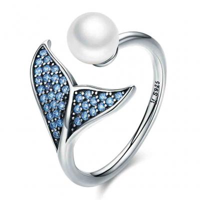 925 sterling silver Pave Setting zircon dolphin tail exquisite ring women