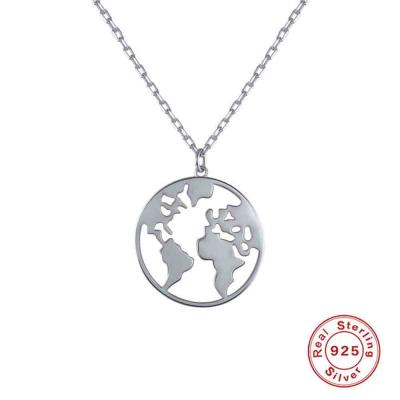 Korean style 925 sterling silver map pendant necklace for tourist souvenirs