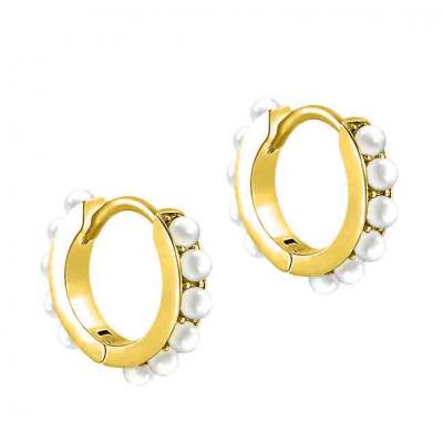 Classical design 925 sterling silver pearl hoop earrings for girls presents