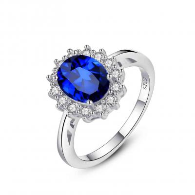 Princess Diana Rings 925 sterling silver rings oval cz sapphire gemstone rings for women