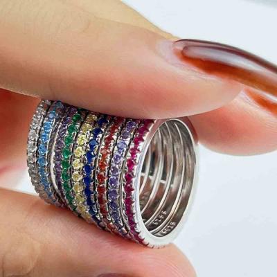 925 sterling silver simple lucky birthstone zricon ring for women