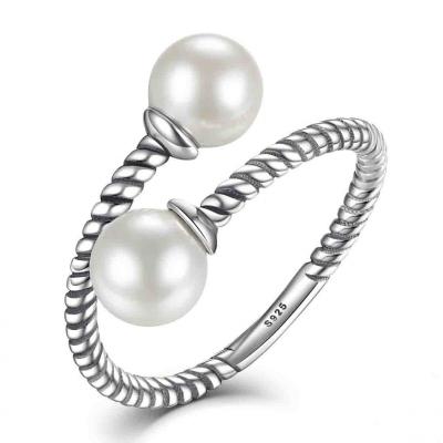 Custom 925 sterling silver twist pearl women ring