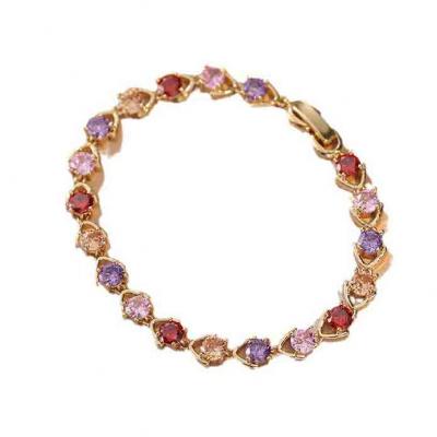 Luxury and colorful AAA heart zircon stone bracelets for women anniversary gift