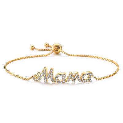 Hot sale AAA zircon adjustable mama bracelet for Mother's Day