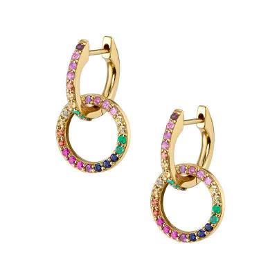 Geometric style AAA zircon double hoop earrings for women summer jewelry