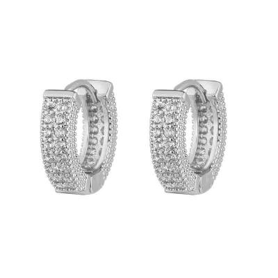 Luxury style AAA zircon fully-jewelled setting chunky hoop earrings for women