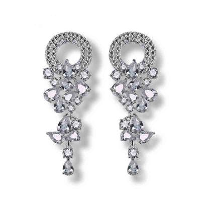 Beautiful AAA zircon garland flower drop earrings for Garden Story series