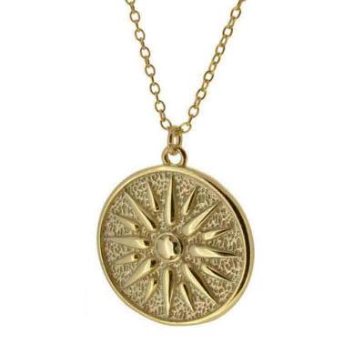 The Baroque Embossment Apollo Coin Pendant Gold Necklace For Religion Gift