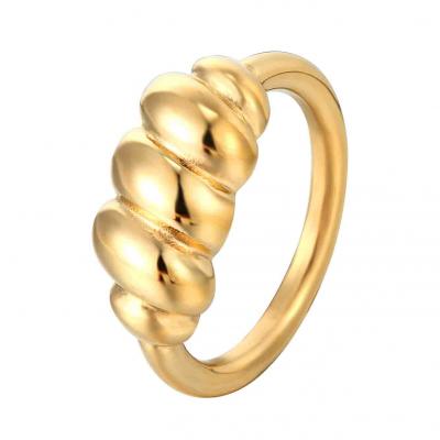 Bread shape fashion 18k gold stainless steel women ring 