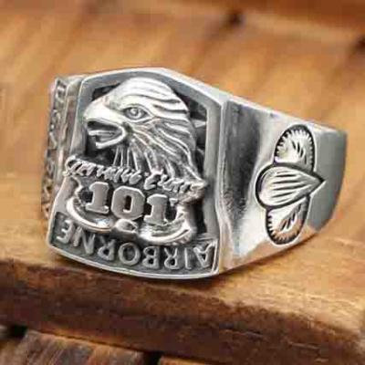 Custom men Pattern 925 sterling silver stamp ring