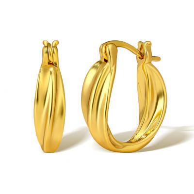 Fashion Chunky Twisted Hoop Earrings Brass 18k Gold For Ladies - 副本