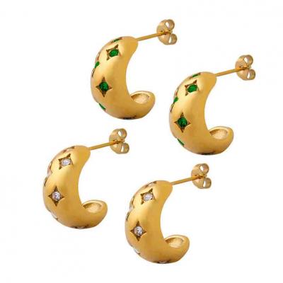 New Arrival 18k Gold 5A Zirconia Stainless Steel Cuff Earrings For Ladies Gifts