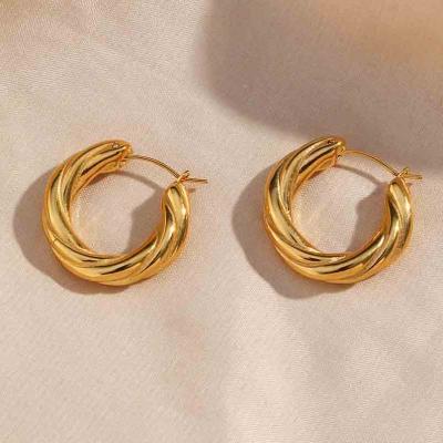 New Arrival 18k Gold Plating Stainless Steel Chunly Hoop Earrings For Women 2022