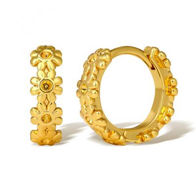 New Fashion Flower Hoop Earrings 18k Gold For Ladies