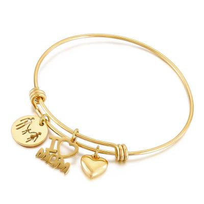 2022 New Trendy MOM Jewelry Design Adjustable Stainless Steel Charm Bracelet For Mother Gifts