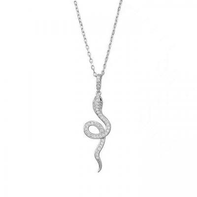 Sparkly micro pave tiny zircon simple pendant Niche style 925 sterling silver girl snake designer necklaces