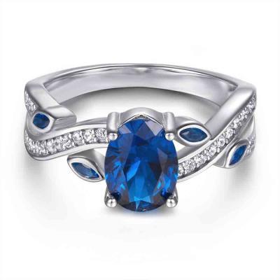 New trendy S925 sterling silver sapphire gemstone rings for women 