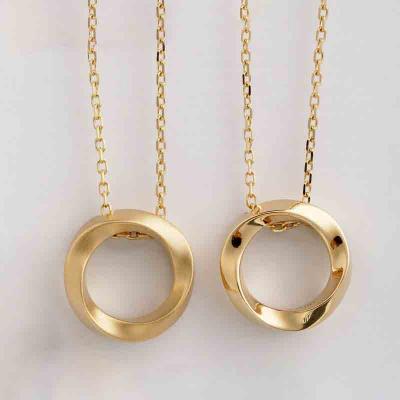 New Trendy 925 Sterling Silver Minimalist Mobius Circle Round Pendant Necklaces For Women Girls