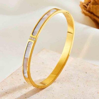 New Design Sea Shell Stainless Steel Three-diamond Bracelets Bangle For Women Girls Jewelry Bracelet