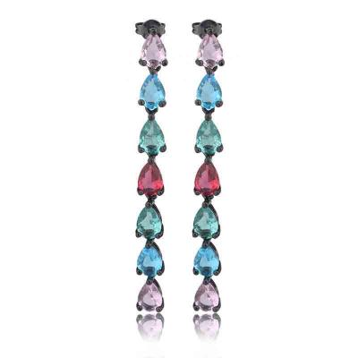 Elegant jewelry design colorful 5A zircon tear drop earrings for women