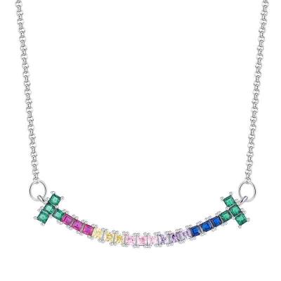 INS style 925 sterling silver colorful 5A zirconia smile chocker necklace