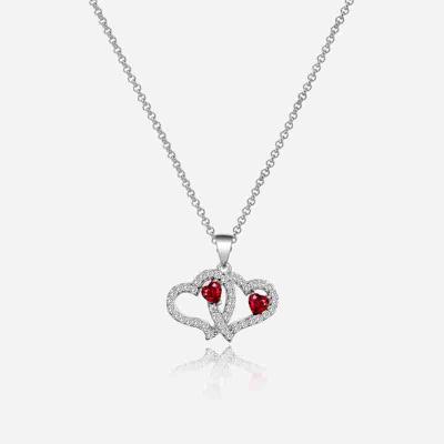 Fashion cubic zirconia double heart shaped pendant necklace for women Valentine's Day gifts