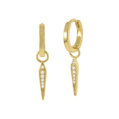 Fashion 925 sterling silver shiny zircon drop nail earrings for women