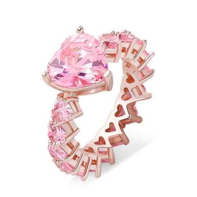 Hip hop fully-jewelled heart AAA zircon gemstone rings 18k gold for ladies