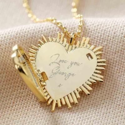 Custom letter heart locket pendant sweater chain necklace for lover gifts