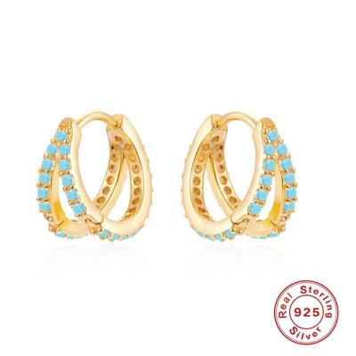 Creative style S925 sterling silver 5A zircon double hoop earrings for women