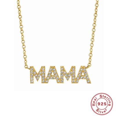 Personalized name letter mama pendant necklace for mother's day zircon necklace jewelry