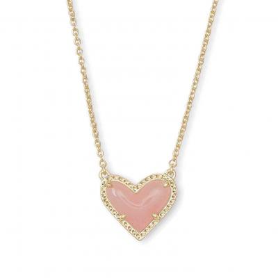 Lovely natural stone heart pendant necklace 18k gold for ladies