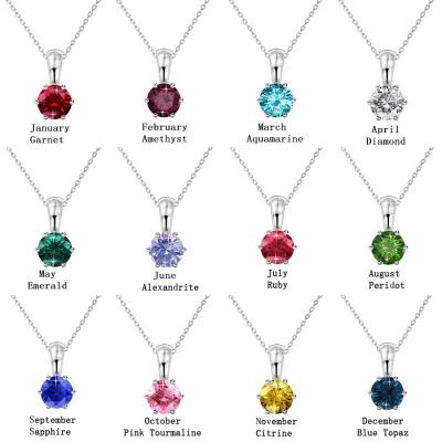 S925 sterling silver Austrian crystal 12 colors birthstone necklace for women